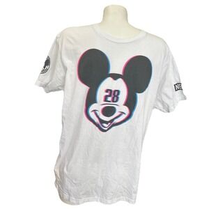 Neff Collections Mickey Mouse 28 Shirt Large White Highlighter Neon Pink & Blue